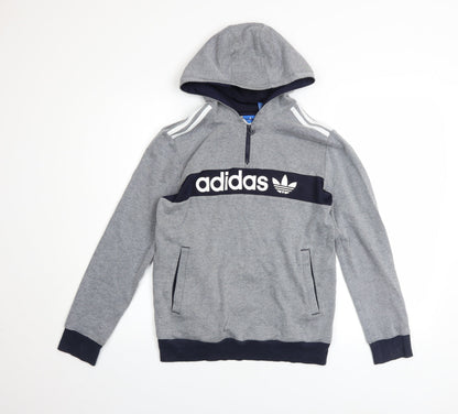 Boys UK Size 13-14 Years adidas Grey Half Zip Hoodie