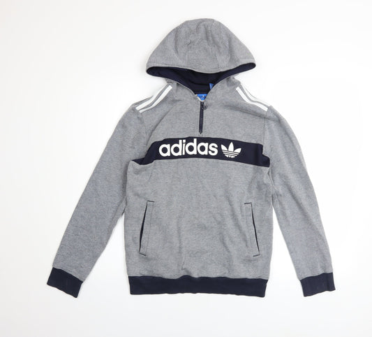 Boys UK Size 13-14 Years adidas Grey Half Zip Hoodie