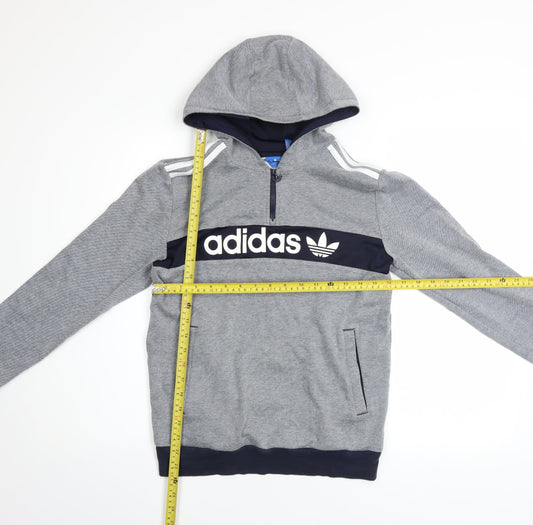 Boys UK Size 13-14 Years adidas Grey Half Zip Hoodie