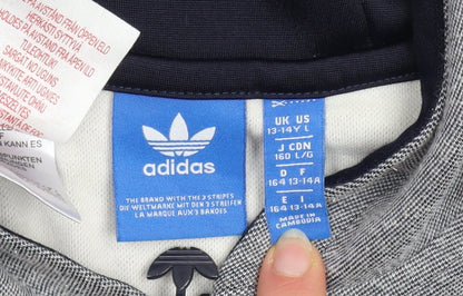 Boys UK Size 13-14 Years adidas Grey Half Zip Hoodie
