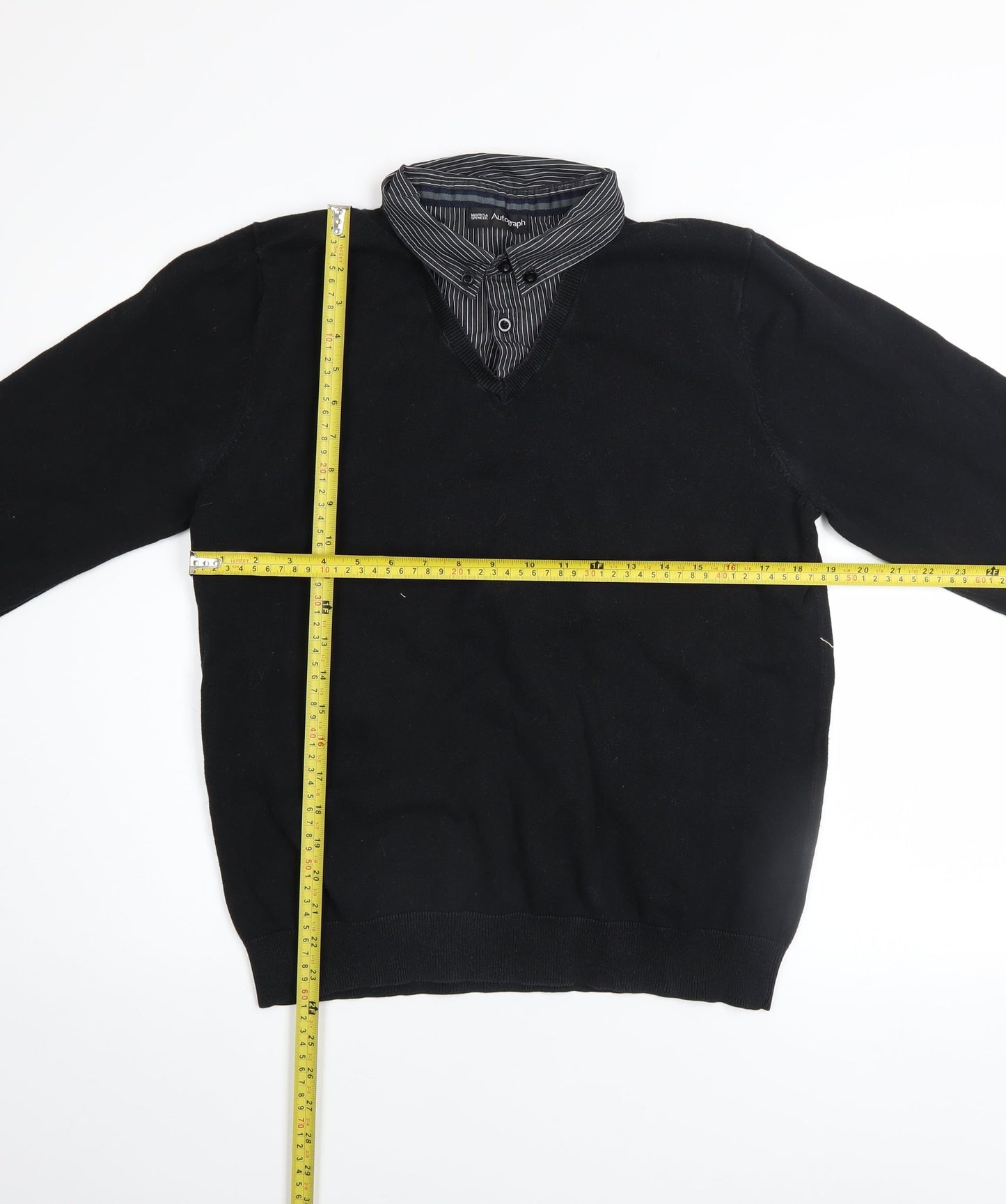Mens UK Size M Marks and Spencer Black Pullover Jumper