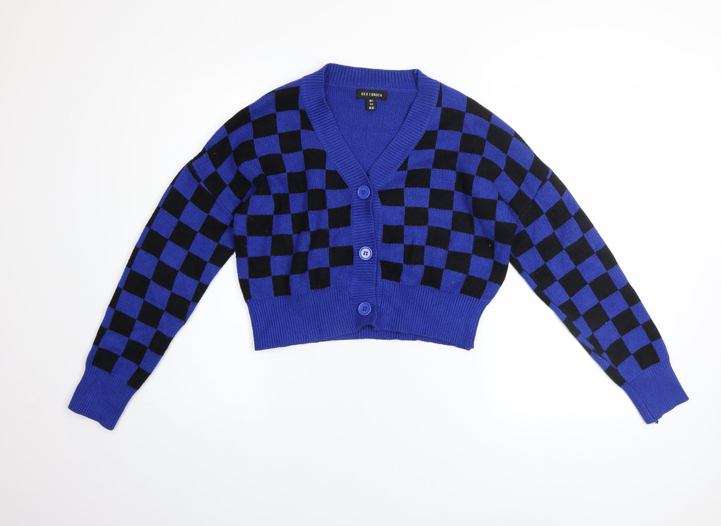 Womens UK Size S QED London Blue Cardigan Jumper