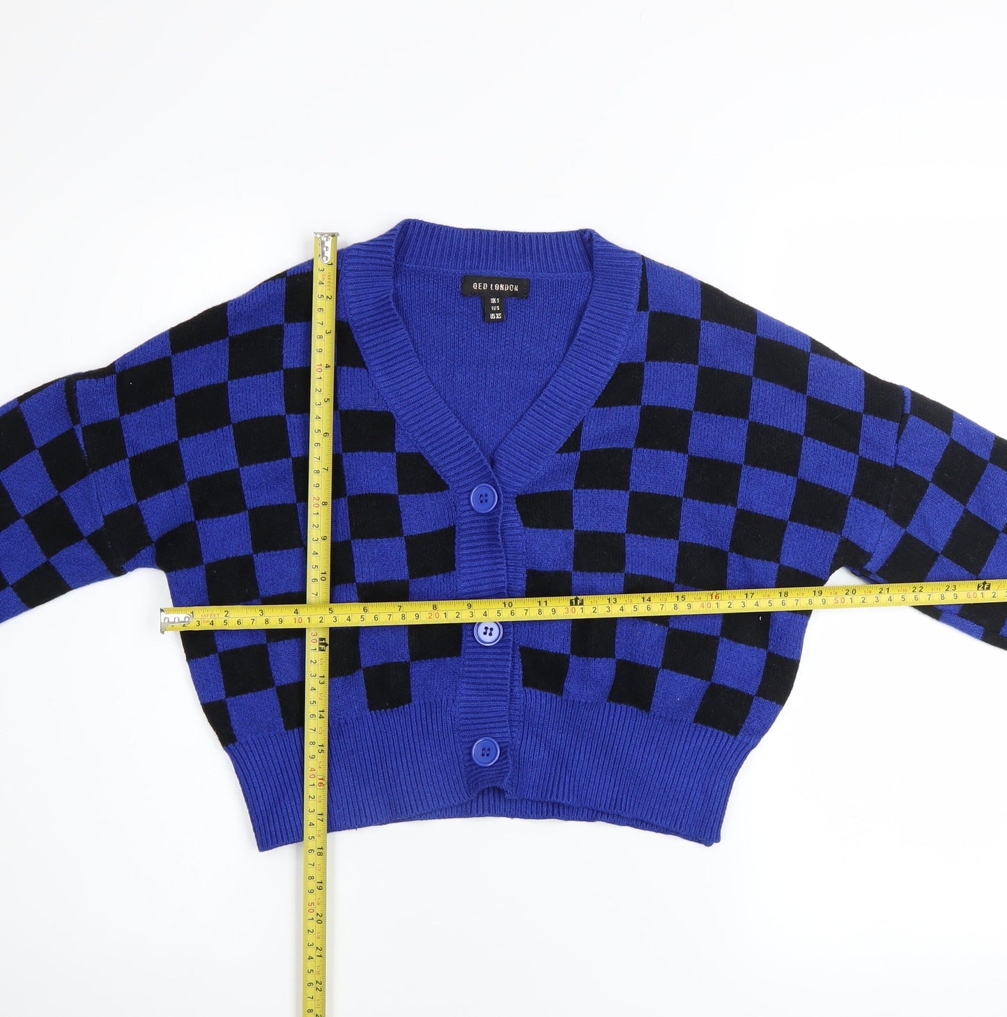Womens UK Size S QED London Blue Cardigan Jumper