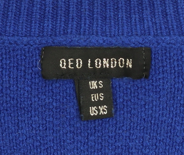 Womens UK Size S QED London Blue Cardigan Jumper