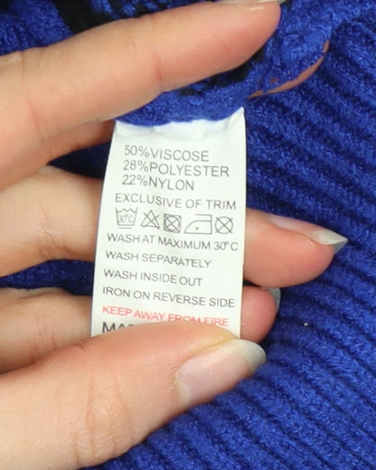 Womens UK Size S QED London Blue Cardigan Jumper