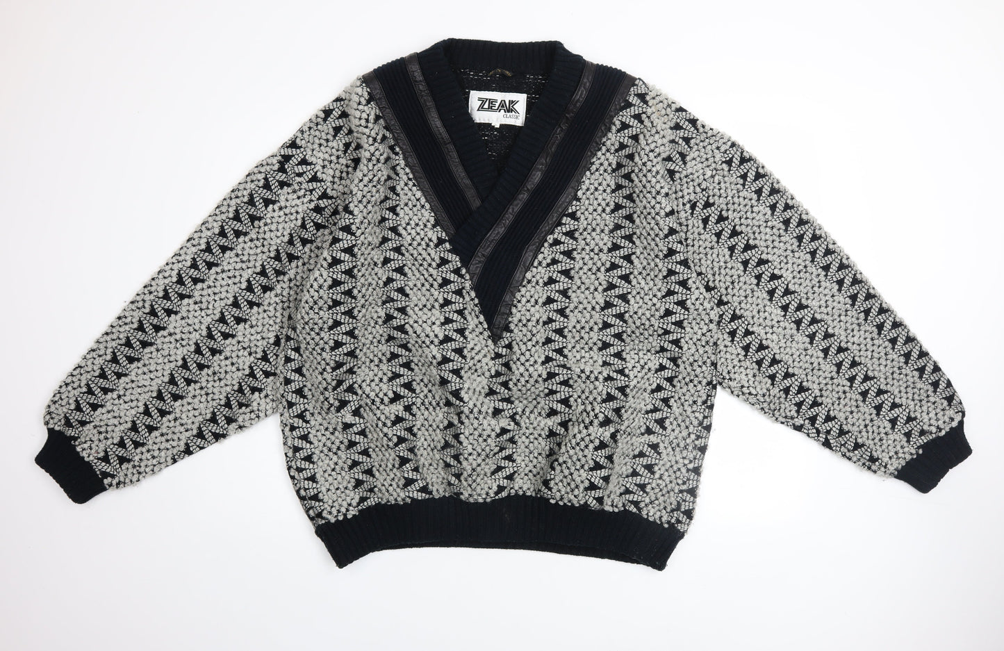 Mens UK Size XL Zeak Classic Black Cardigan Jumper