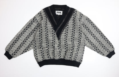 Mens UK Size XL Zeak Classic Black Cardigan Jumper