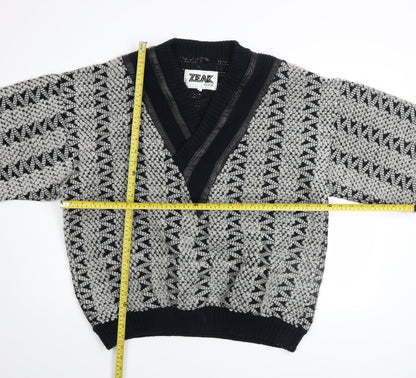 Mens UK Size XL Zeak Classic Black Cardigan Jumper