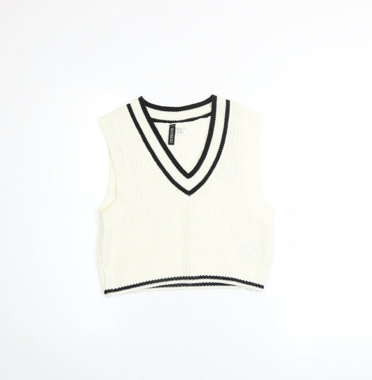Womens UK Size XS H&M Ivory Vest Jumper
