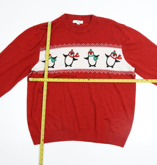 Mens UK Size XL Marks and Spencer Red Pullover Jumper
