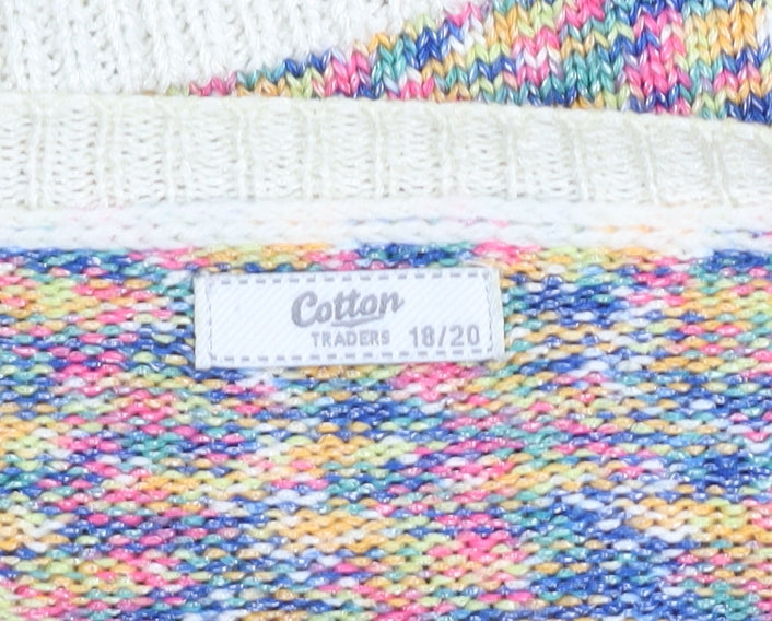 Womens UK Size 18 Cotton Traders Multicoloured Cardigan Jumper