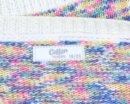 Womens UK Size 18 Cotton Traders Multicoloured Cardigan Jumper
