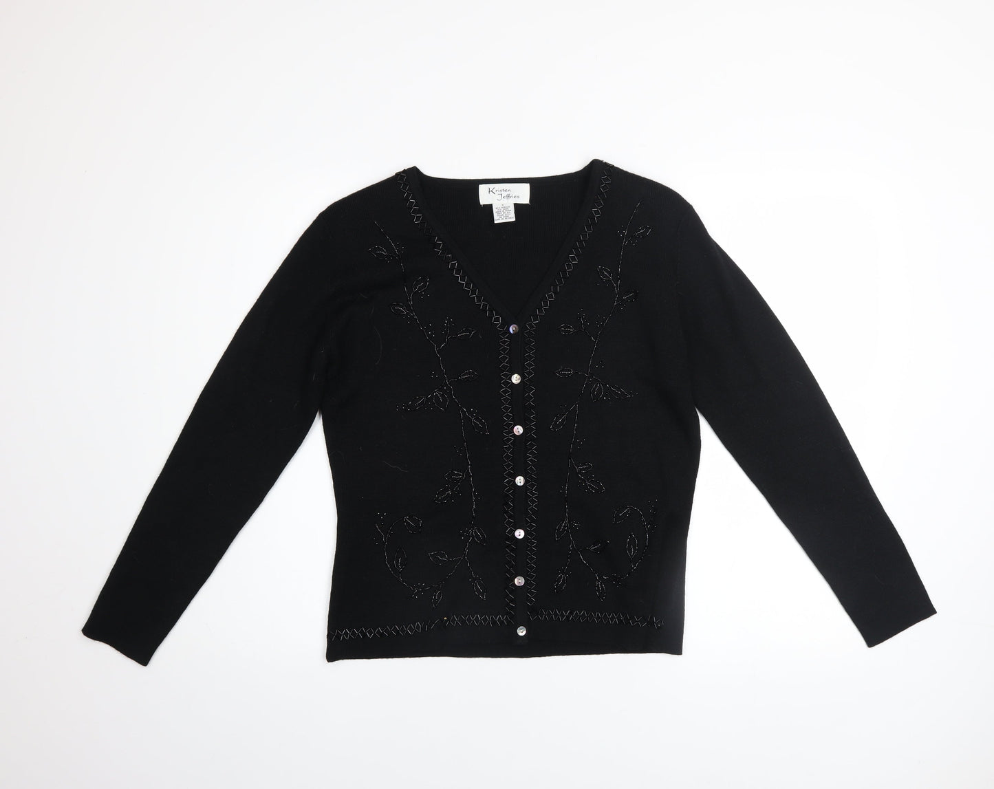 Womens UK Size S Kristen Jeffries Black Cardigan Jumper