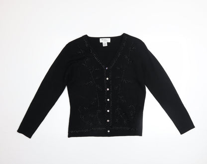 Womens UK Size S Kristen Jeffries Black Cardigan Jumper
