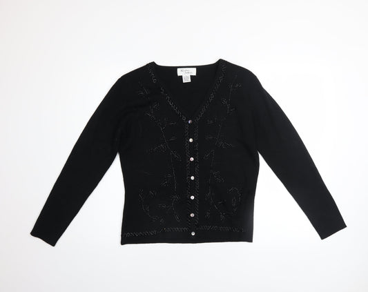 Womens UK Size S Kristen Jeffries Black Cardigan Jumper