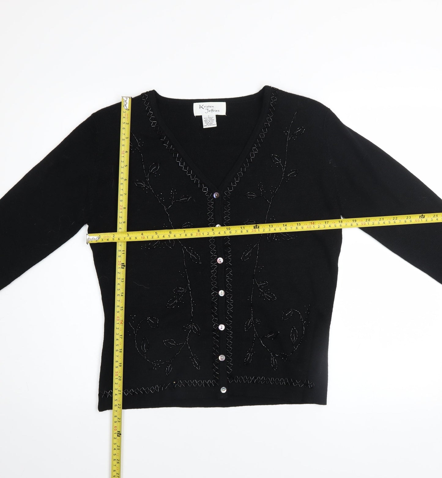 Womens UK Size S Kristen Jeffries Black Cardigan Jumper