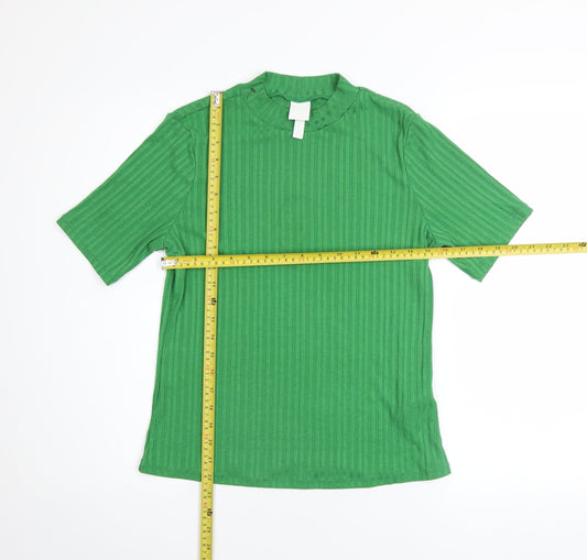 Womens UK Size M H&M Green Basic T-Shirt