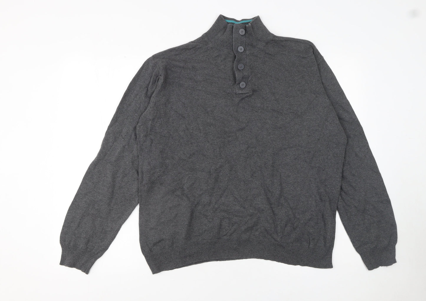 Mens UK Size XL Charles Wilson Grey Henley Jumper