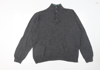 Mens UK Size XL Charles Wilson Grey Henley Jumper