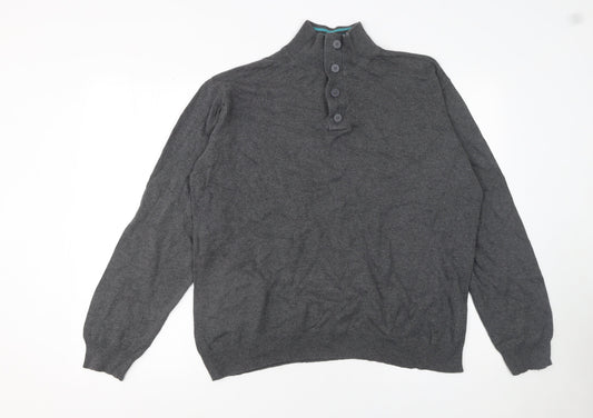 Mens UK Size XL Charles Wilson Grey Henley Jumper