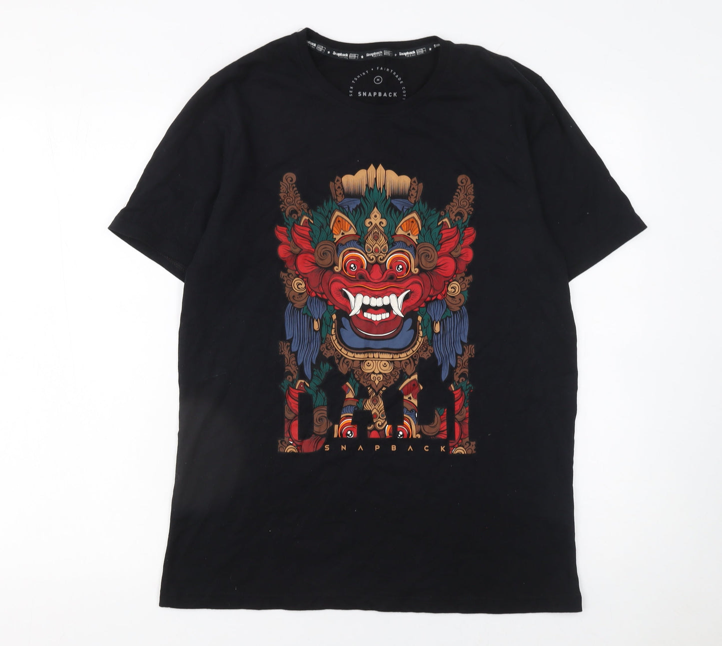 Unisex Adults UK Size M Snapback Black  T-Shirt