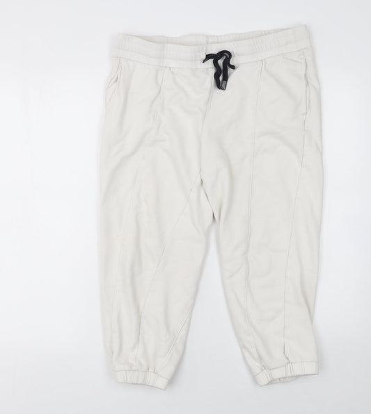 Womens UK Size M DKNY Regular Fit Jogger Ivory Trousers