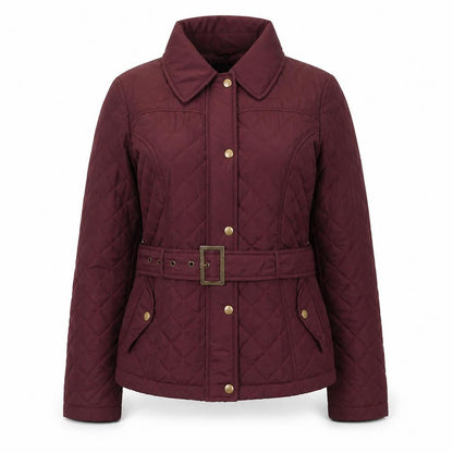 Crosshatch Womens Red Quilted Belted Jacket Size 12