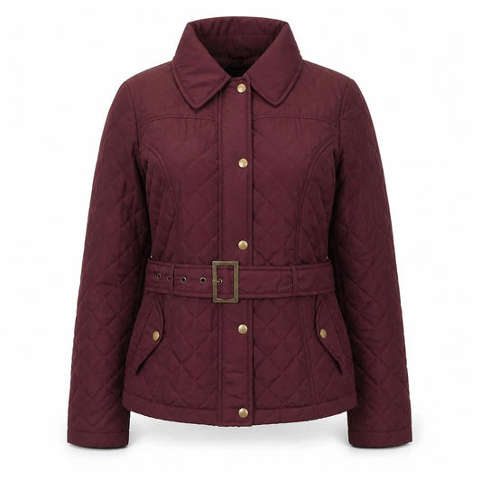 Crosshatch Womens Red Quilted Belted Jacket Size 12