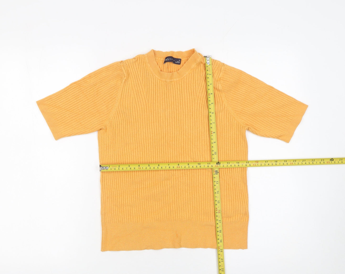 Womens UK Size 12 Marks and Spencer Yellow Basic T-Shirt