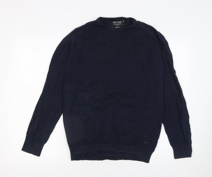 INDICODE Men’s Blue Cotton Blend Crew Neck Jumper Size M