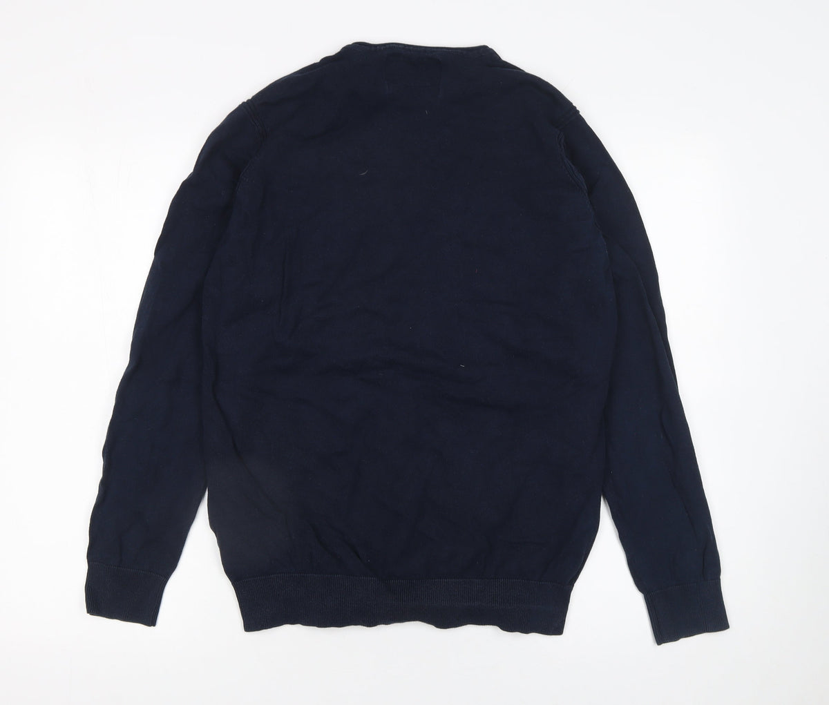INDICODE Men’s Blue Cotton Blend Crew Neck Jumper Size M