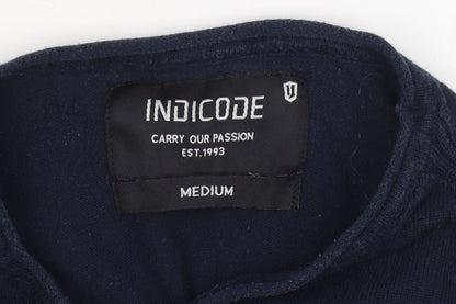 INDICODE Men’s Blue Cotton Blend Crew Neck Jumper Size M