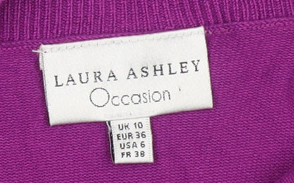 Womens UK Size 10 Laura Ashley Purple Cardigan Jumper