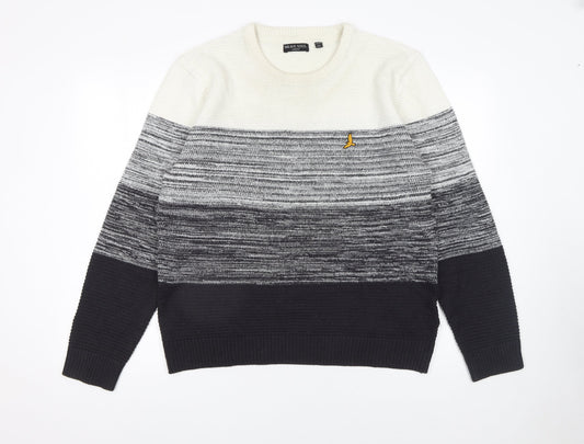 Brave Soul Men's Grey 2XL Crew Neck Knit Pullover Jumper