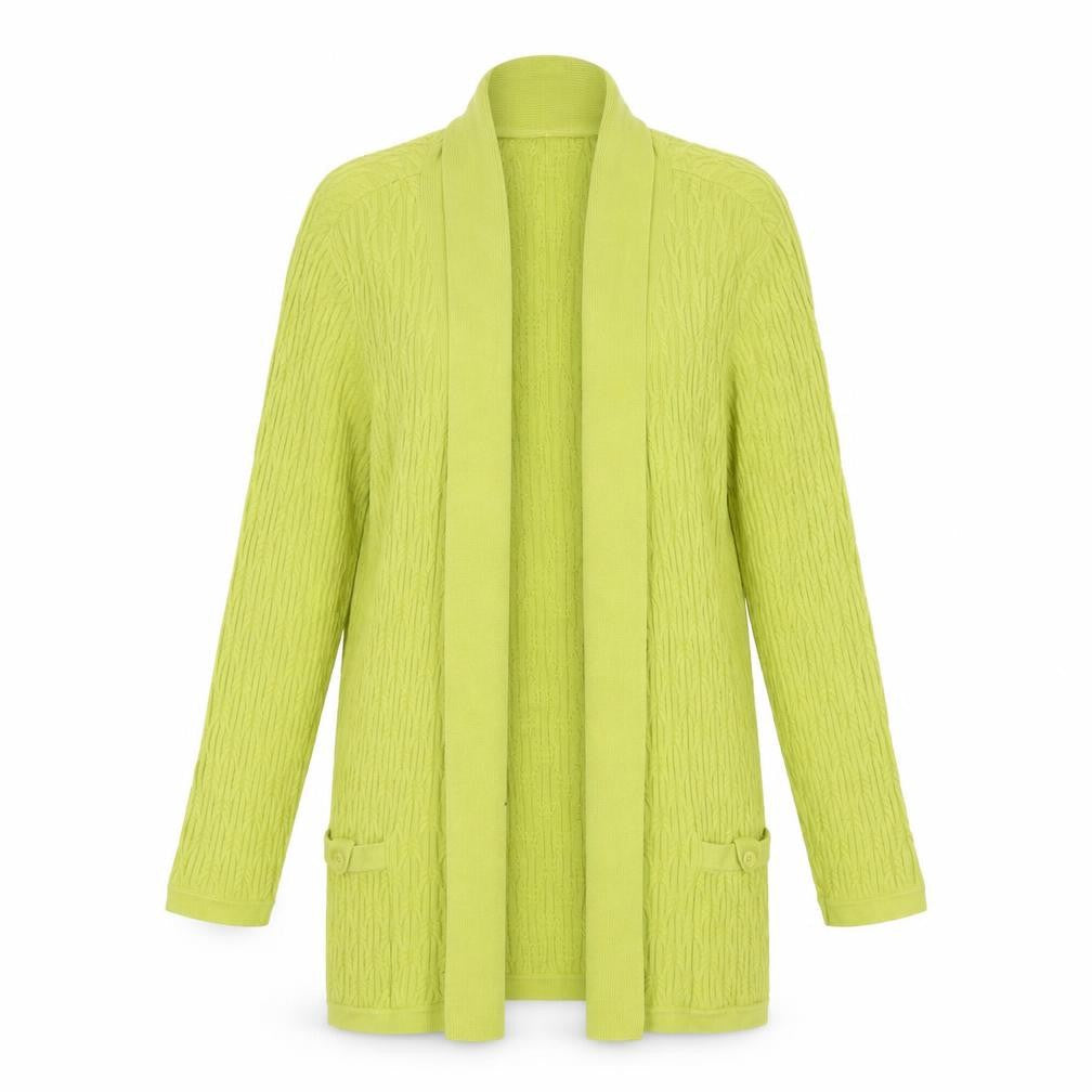 Country Casuals Womens Green Cotton Knit Long Sleeve Open Cardigan Size M