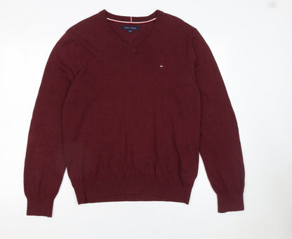 Mens UK Size M Tommy Hilfiger Red Pullover Jumper