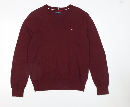 Mens UK Size M Tommy Hilfiger Red Pullover Jumper