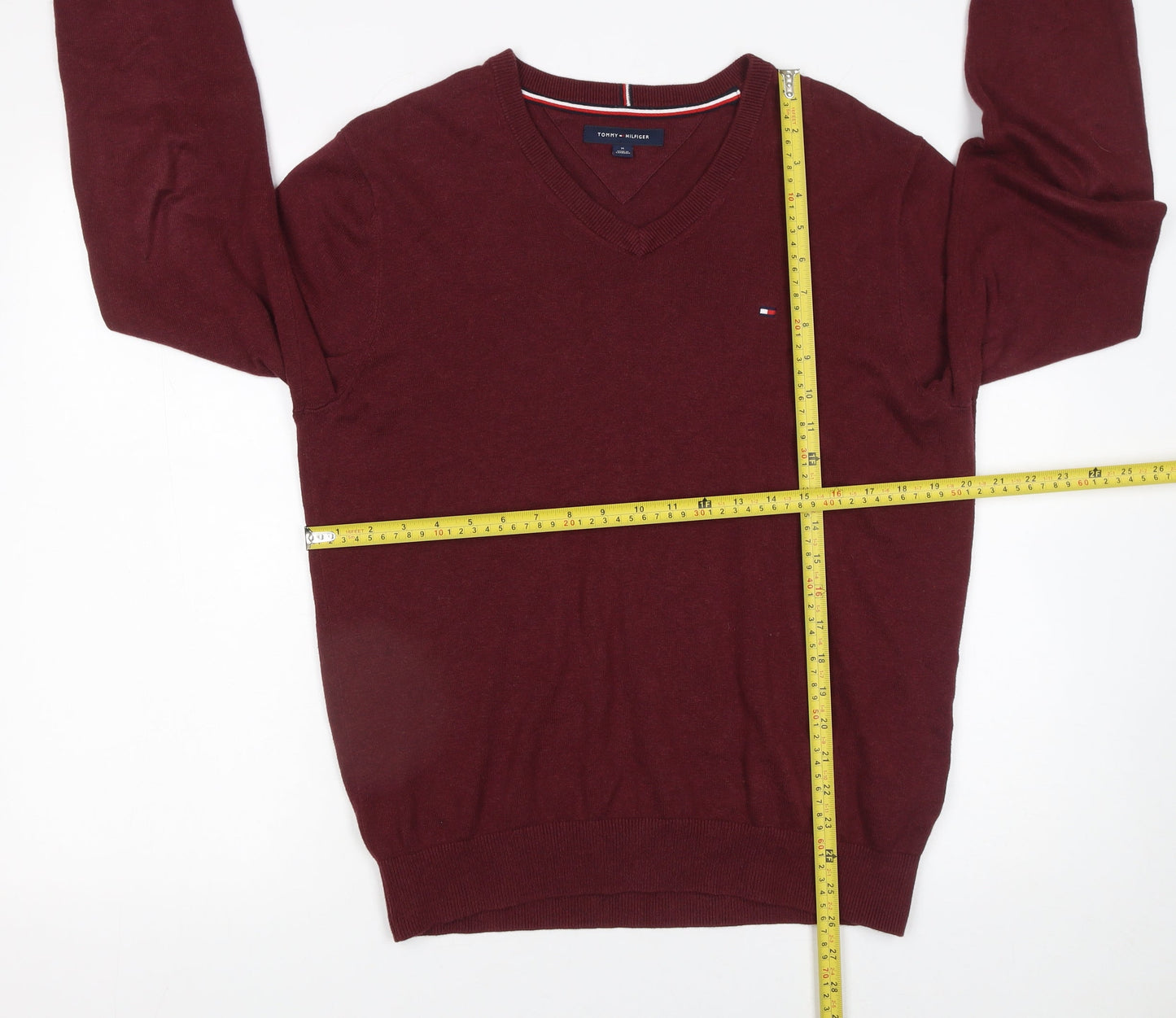 Mens UK Size M Tommy Hilfiger Red Pullover Jumper