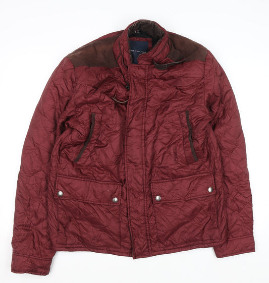 Tommy Hilfiger Men's Red Quilted Faux Leather Jacket Size L