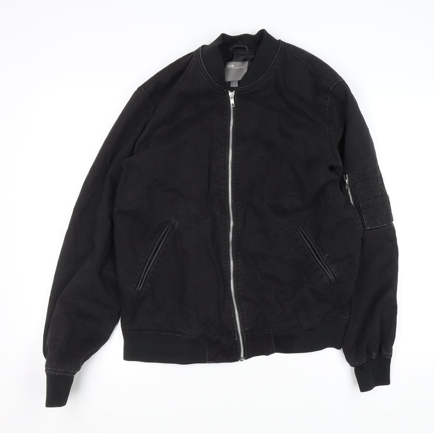 Mens UK Size L ASOS Black Bomber Jacket