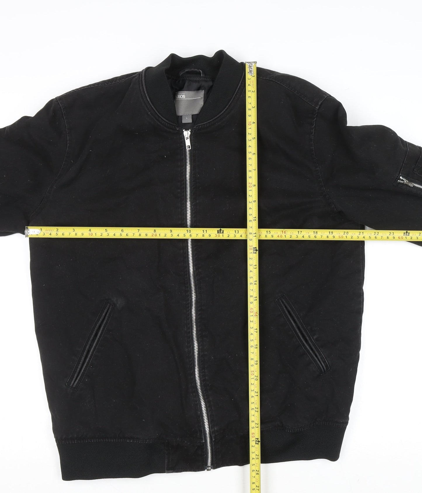Mens UK Size L ASOS Black Bomber Jacket