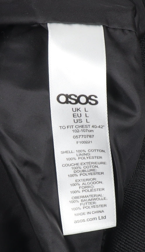 Mens UK Size L ASOS Black Bomber Jacket