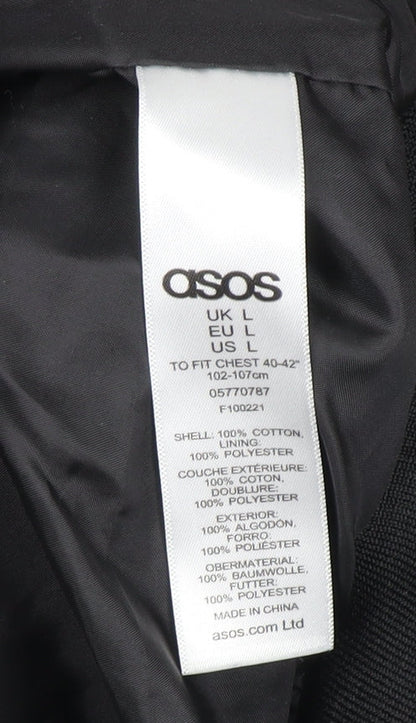 Mens UK Size L ASOS Black Bomber Jacket