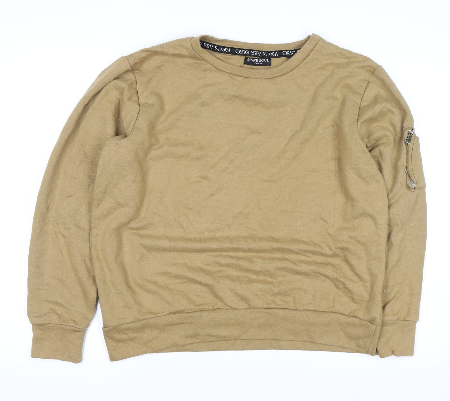 Mens UK Size L Brave Soul Beige Pullover Sweatshirt