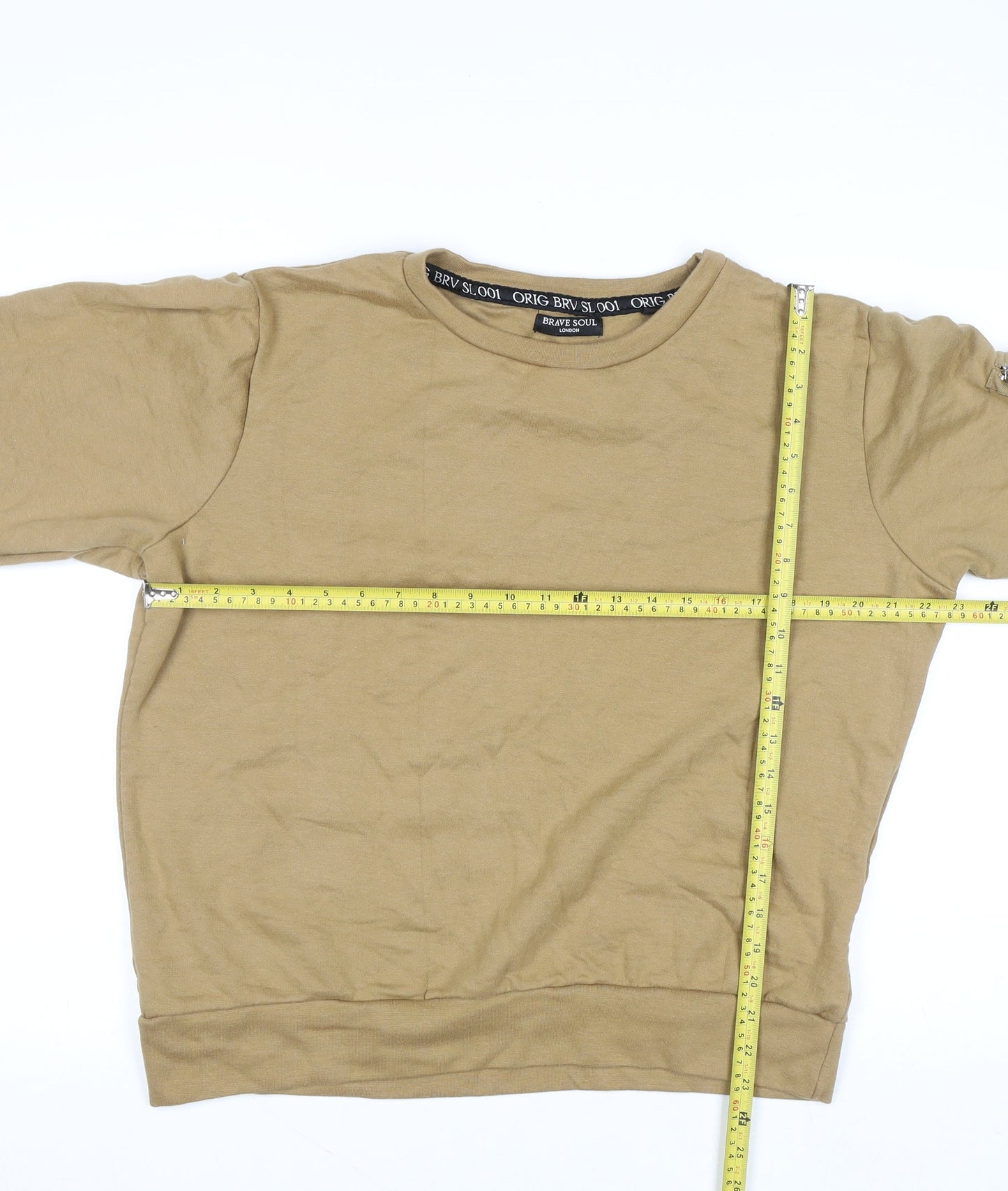 Mens UK Size L Brave Soul Beige Pullover Sweatshirt