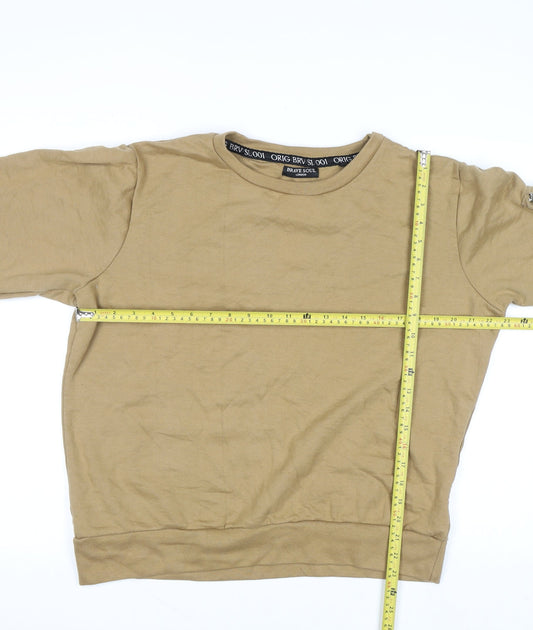 Mens UK Size L Brave Soul Beige Pullover Sweatshirt