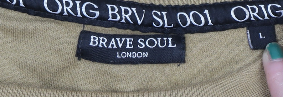 Mens UK Size L Brave Soul Beige Pullover Sweatshirt