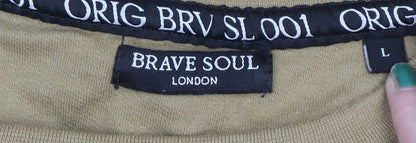 Mens UK Size L Brave Soul Beige Pullover Sweatshirt