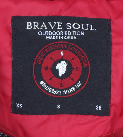 Womens UK Size 8 Brave Soul Red Puffer Jacket