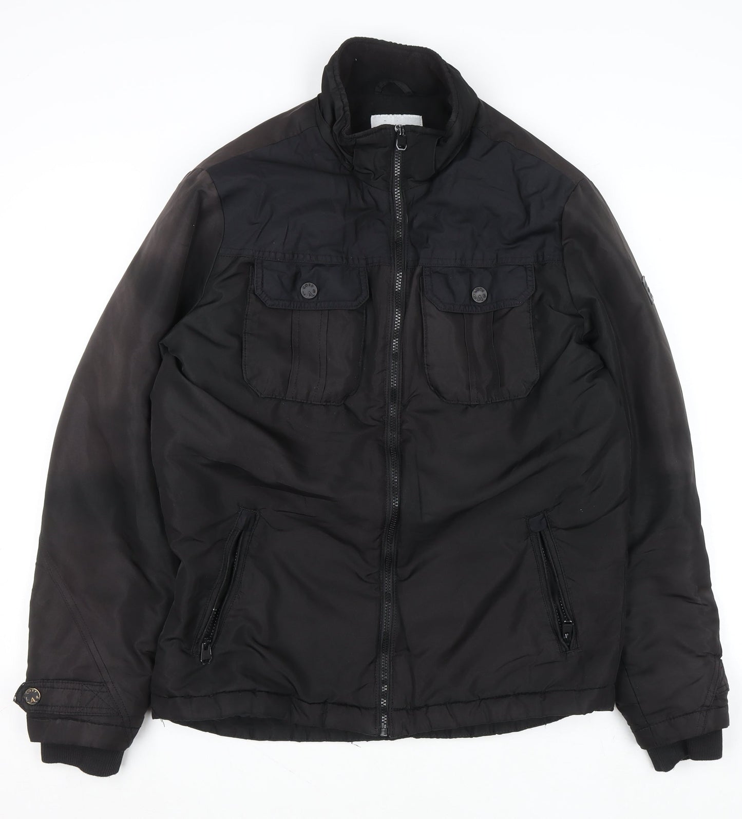 Mens UK Size L JACK & JONES Black Bomber Jacket